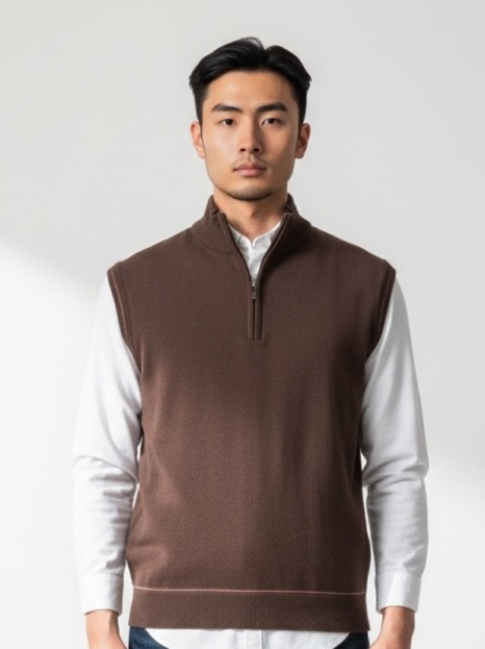 Golf Sweater Vest Brown Men’s L Cashmere Blend G-MAC Kartel Spring Preppy Golf